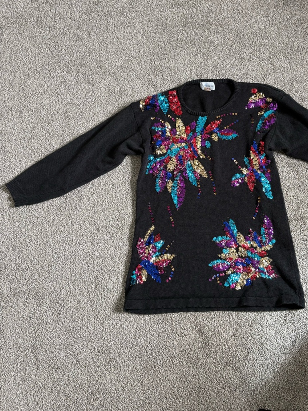 Vintage Black Sequin Sweater